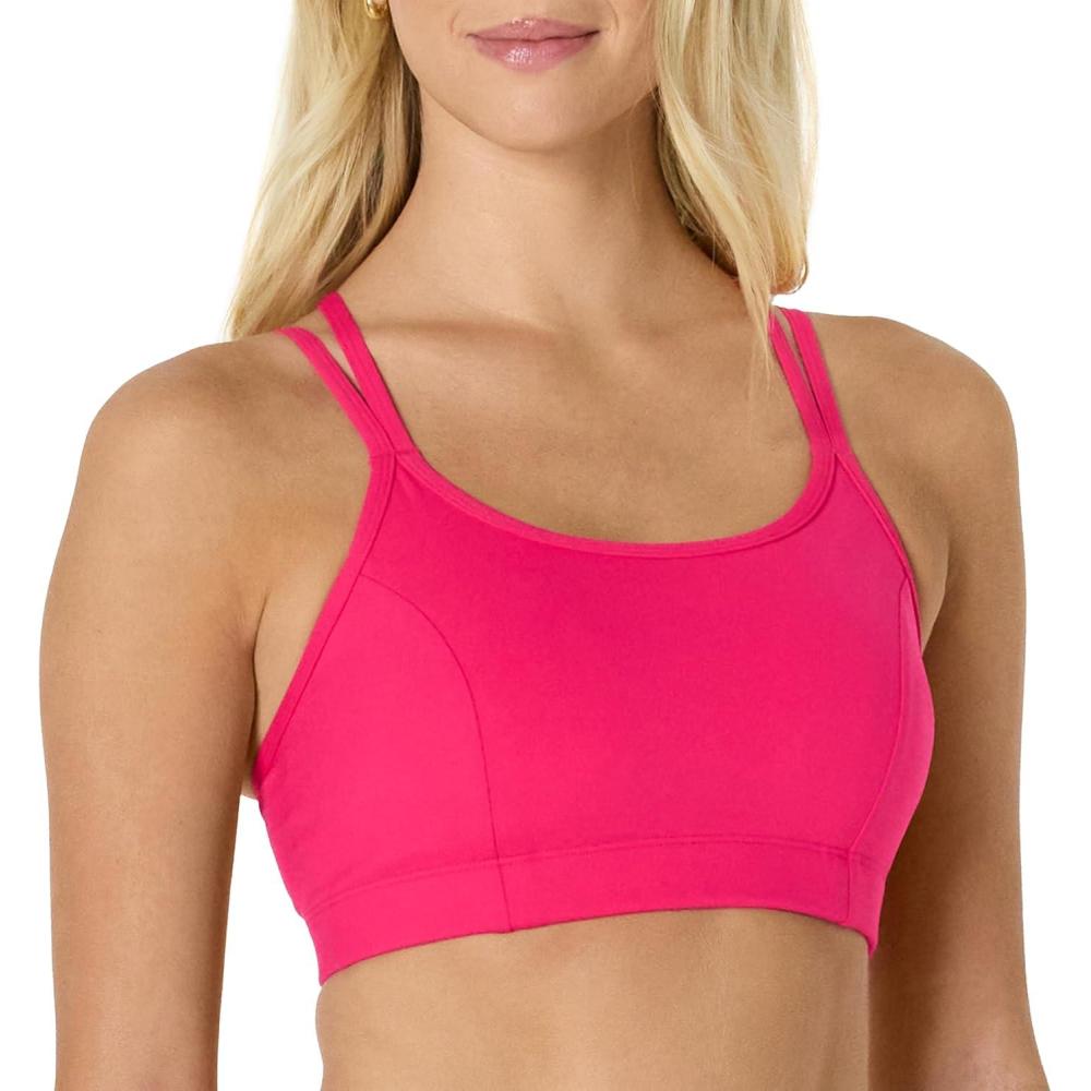 imageAmazon Essentials Womens Active Total Train Light Support Strappy Back Gym Workout Sports BraHot Pink