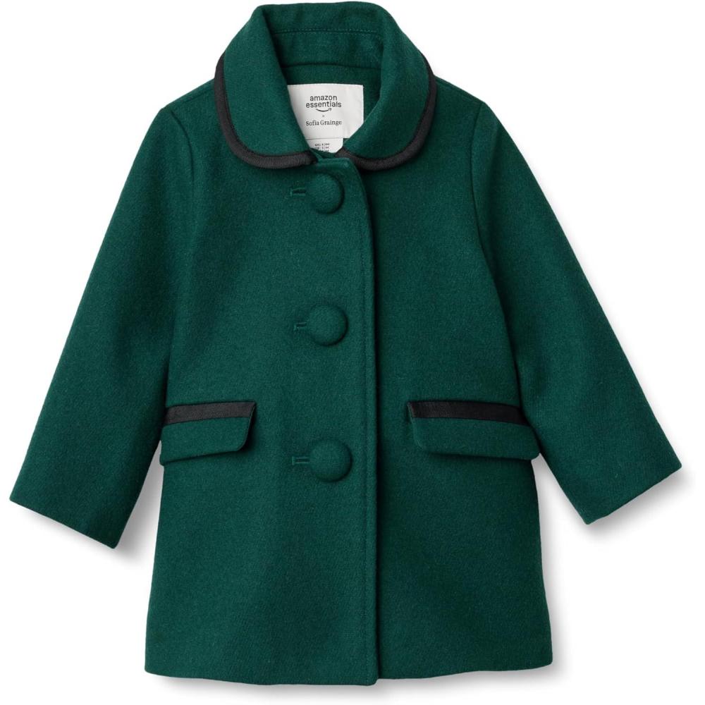imageAmazon Essentials babygirls Wool Blend CoatDark Green