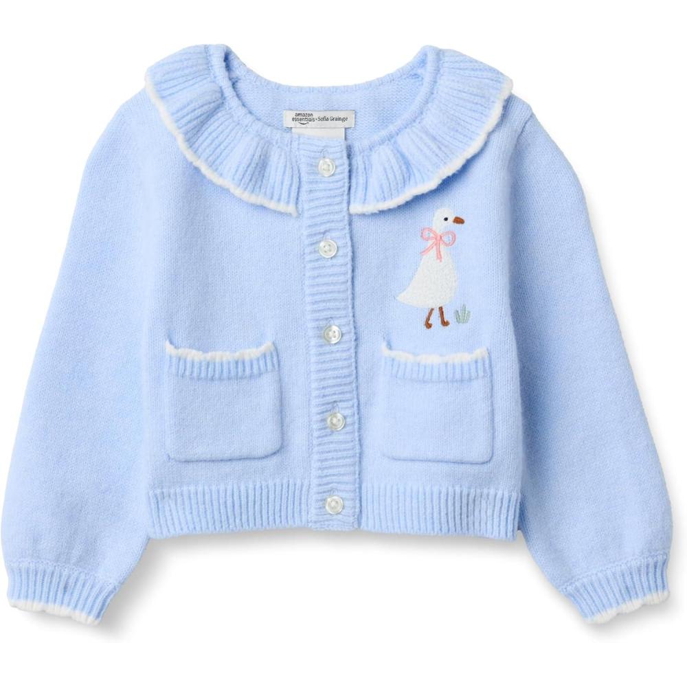 imageAmazon Essentials x Sofia Grainge Babies Toddlers and Girls Cardigan SweaterLight Blue Goose