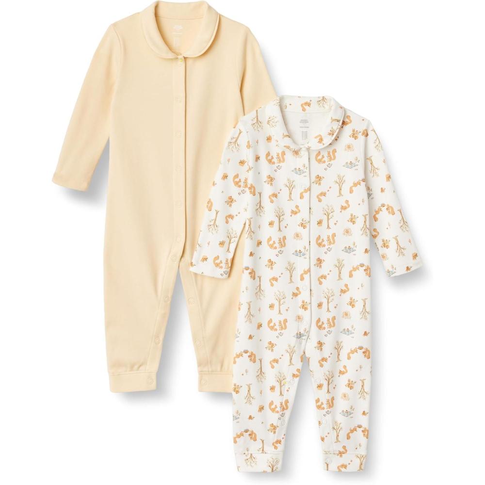 imageAmazon Essentials x Sofia Grainge Unisex Babies Footless Sleepsuit Pack of 2Pale YellowSquirrel Picnic