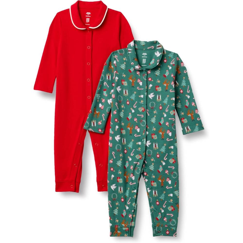 imageAmazon Essentials x Sofia Grainge Unisex Babies Footless Sleepsuit Pack of 2RedHoliday