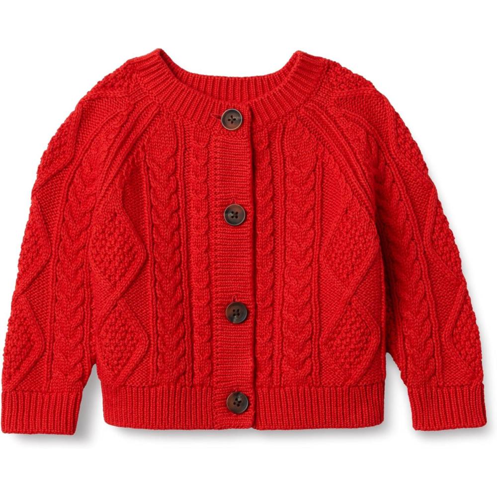 imageAmazon Essentials x Sofia Grainge Unisex Toddlers and Babies Fisherman Cardigan SweaterRed