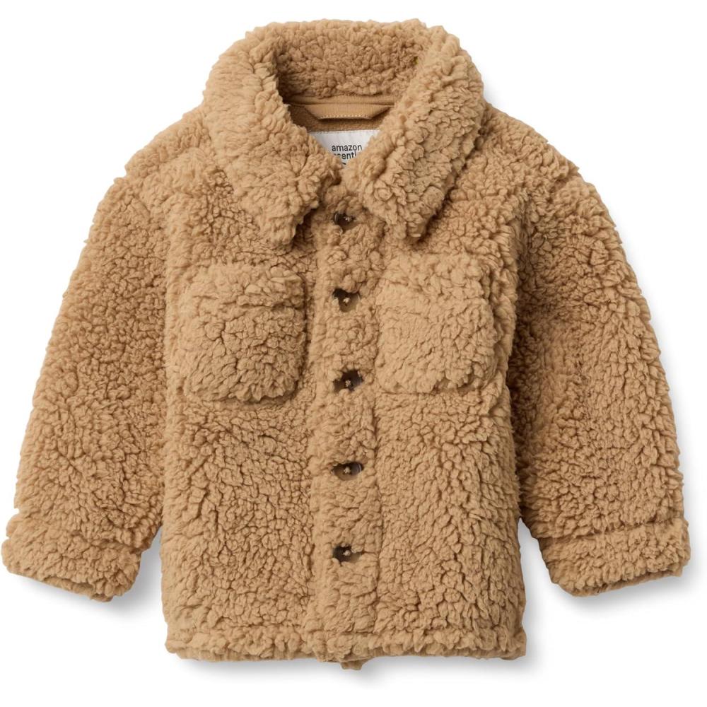 imageAmazon Essentials x Sofia Grainge Unisex Toddlers and Babies Sherpa Overshirt JacketCamel