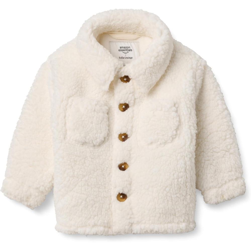 imageAmazon Essentials x Sofia Grainge Unisex Toddlers and Babies Sherpa Overshirt JacketIvory