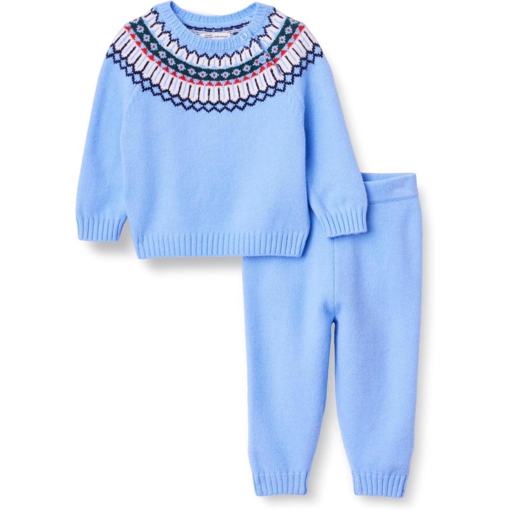 imageAmazon Essentials x Sofia Grainge Unisex Toddlers and Babies Sweater SetCornflower Blue Fair Isle Geo