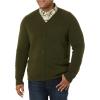 imageAmazon Essentials Mens Lambs Wool VNeck Cardigan Sweater with Pockets Previously GoodthreadsDark Olive
