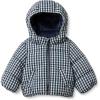 imageAmazon Essentials x Sofia Grainge Babies Toddlers and Boys WaterResistant Hooded Puffer JacketNavy Ivory Gingham