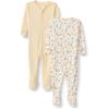 imageAmazon Essentials x Sofia Grainge Unisex Toddlers and Babies SnugFit Cotton Footed Pajamas Pack of 2Pale YellowSquirrel Picnic