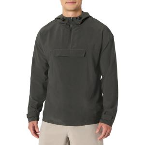 imageAmazon Essentials Mens Athletic Lightweight Stretch Woven Colorblock Anorak Hiking Running JacketCharcoal