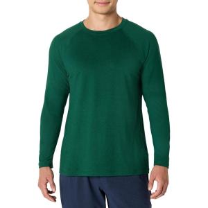 imageAmazon Essentials Mens Athletic Soft Performance Lightweight Long Sleeve Gym Workout ShirtSpace Dye Green