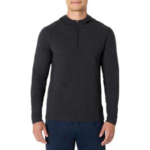 imageAmazon Essentials Mens Athletic Soft Performance Lightweight QuarterZip Hoodie Long Sleeve Workout TopSpace Dye Black