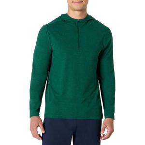 imageAmazon Essentials Mens Athletic Soft Performance Lightweight QuarterZip Hoodie Long Sleeve Workout TopSpace Dye Green