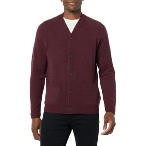 imageAmazon Essentials Mens Lambs Wool VNeck Cardigan Sweater with Pockets Previously GoodthreadsDark Burgundy