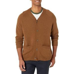 imageAmazon Essentials Mens Lambs Wool VNeck Cardigan Sweater with Pockets Previously GoodthreadsMedium Brown