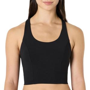 imageAmazon Essentials Womens Active Total Train Medium Support Gym Workout Racerback Crop Tank with BuiltIn BraBlack