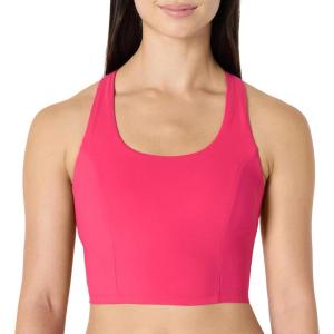 imageAmazon Essentials Womens Active Total Train Medium Support Gym Workout Racerback Crop Tank with BuiltIn BraHot Pink
