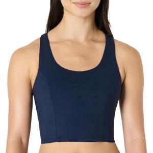 imageAmazon Essentials Womens Active Total Train Medium Support Gym Workout Racerback Crop Tank with BuiltIn BraNavy
