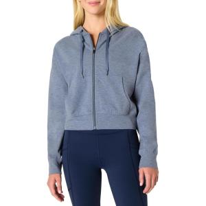 imageAmazon Essentials Womens Soft Performance Knit Cropped Jacket with HoodSpace Dye Slate