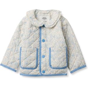 imageAmazon Essentials x Sofia Grainge Toddlers and Baby Girls Midweight Field Jacket with RuffleIvory Blue Outlined Blooms