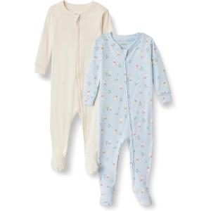 imageAmazon Essentials x Sofia Grainge Unisex Toddlers and Babies SnugFit Cotton Footed Pajamas Pack of 2IvoryGeese