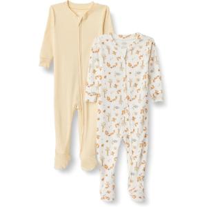 imageAmazon Essentials x Sofia Grainge Unisex Toddlers and Babies SnugFit Cotton Footed Pajamas Pack of 2Pale YellowSquirrel Picnic