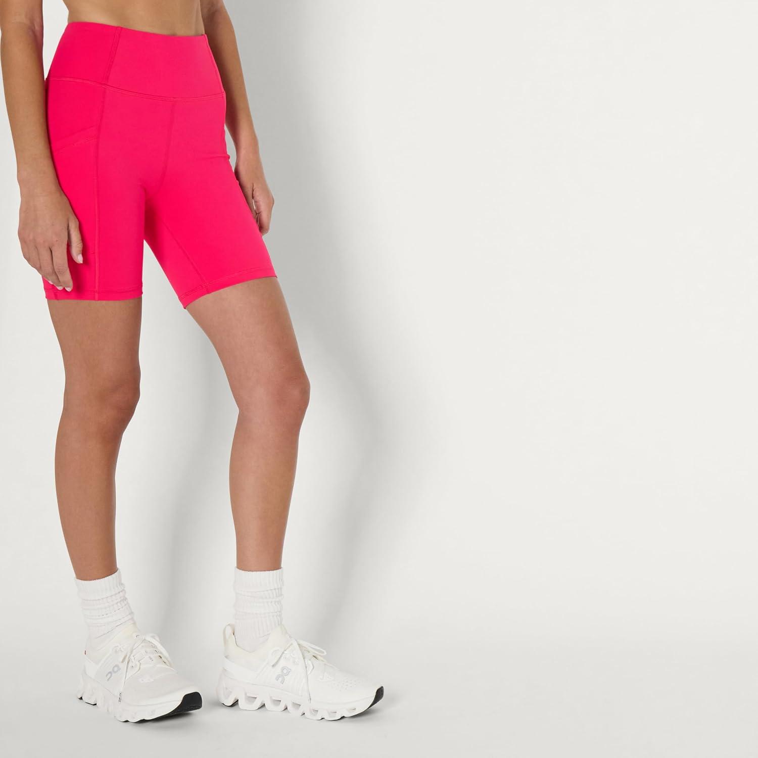 imageAmazon Essentials Womens Active Total Train High Waist 7quot Gym Workout Biker Shorts with PocketsHot Pink