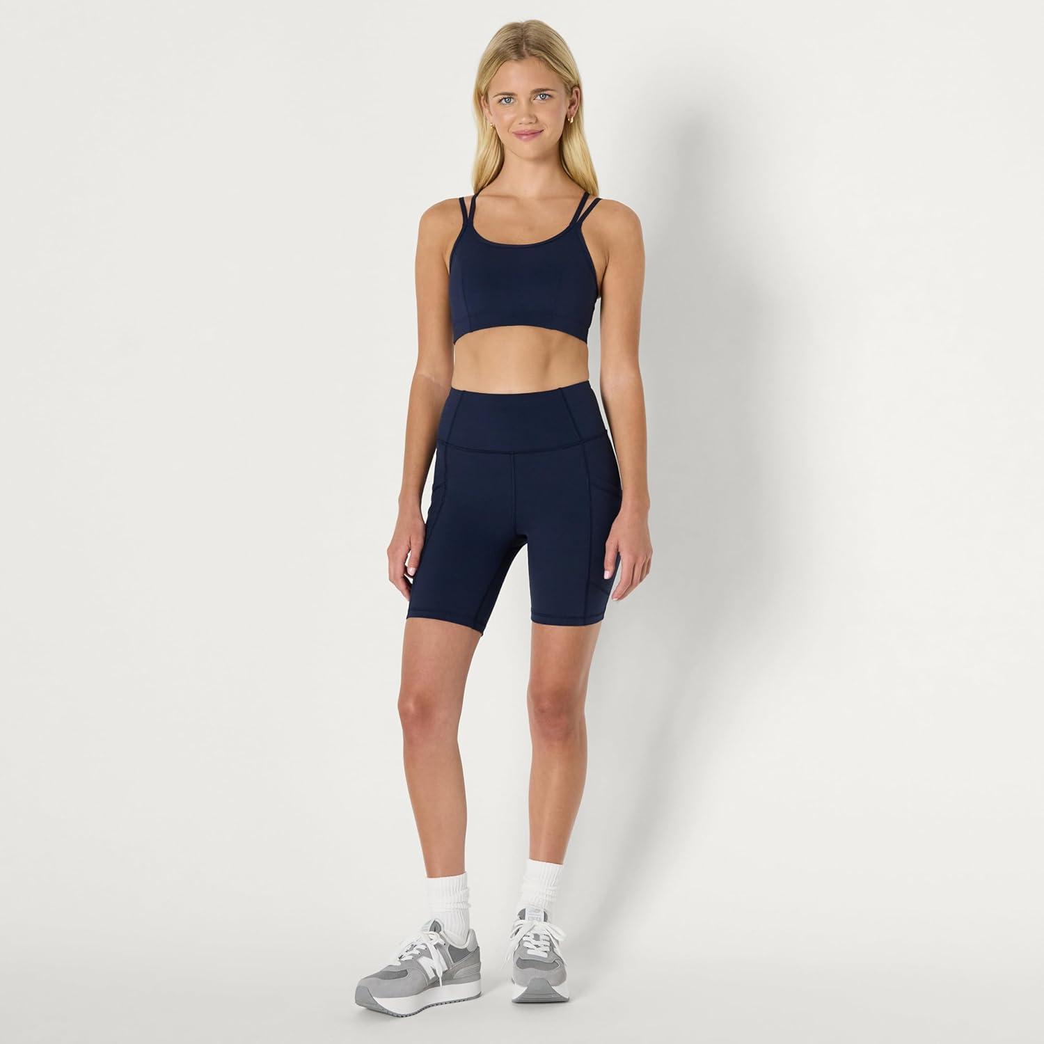 imageAmazon Essentials Womens Active Total Train High Waist 7quot Gym Workout Biker Shorts with PocketsNavy