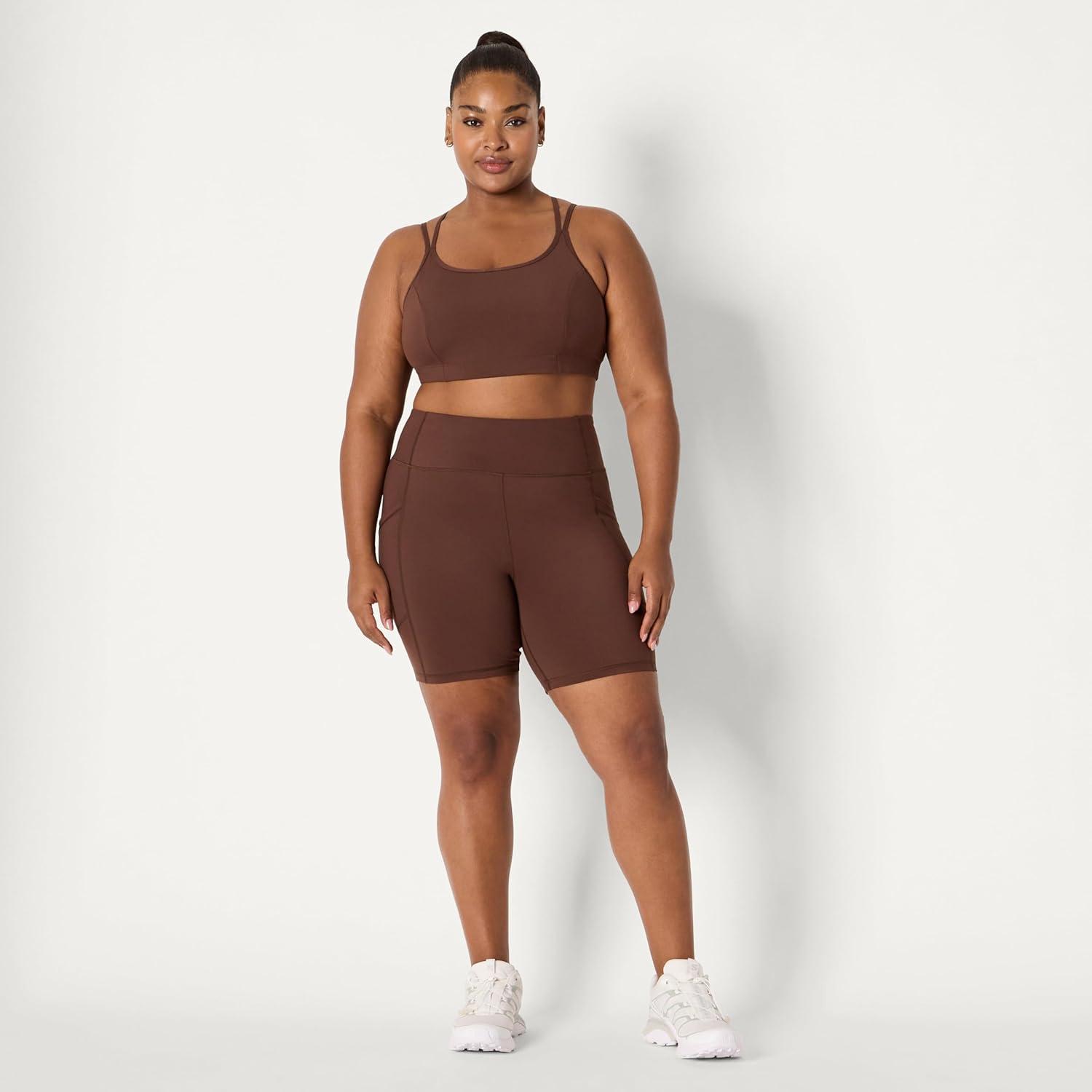 imageAmazon Essentials Womens Active Total Train High Waist 7quot Gym Workout Biker Shorts with PocketsRich Hazel