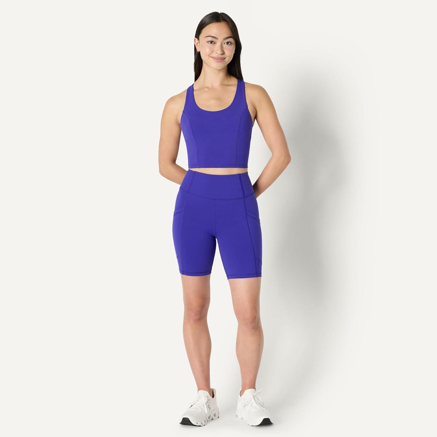 imageAmazon Essentials Womens Active Total Train High Waist 7quot Gym Workout Biker Shorts with PocketsRoyal Blue