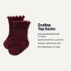imageAmazon Essentials x Sofia Grainge Toddlers and Baby Girls Scallop Top Socks 6 PairsBurgundyPinkTan