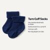 imageAmazon Essentials x Sofia Grainge Unisex Toddlers and Babies Knitted Turn Cuff Socks 6 PairsHeather GreyLight BlueNavy