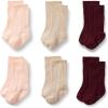 imageAmazon Essentials x Sofia Grainge Unisex Toddlers and Babies Cable Knit KneeHigh Socks 6 PairsBurgundyPinkTan