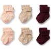 imageAmazon Essentials x Sofia Grainge Unisex Toddlers and Babies Knitted Turn Cuff Socks 6 PairsBurgundyPinkTan