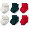 imageAmazon Essentials x Sofia Grainge Unisex Toddlers and Babies Knitted Turn Cuff Socks 6 PairsDark GreenIvoryRed