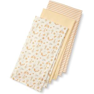 imageAmazon Essentials x Sofia Grainge Unisex Babies Swaddle Blanket Pack of 3Pale YellowStripeSquirrel Picnic