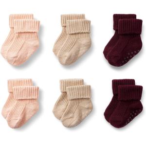 imageAmazon Essentials x Sofia Grainge Unisex Toddlers and Babies Knitted Turn Cuff Socks 6 PairsBurgundyPinkTan