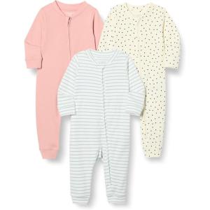 imageAmazon Essentials unisexbaby Cotton ZipFront Footless SleepsuitDusty RoseDotsStripe