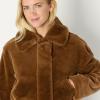 imageAmazon Essentials Demis Pick Womens OversizedFit Cropped Faux Fur Jacket with CollarBrown