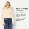 imageAmazon Essentials Demis Pick Womens OversizedFit Cropped Faux Fur Jacket with CollarCream