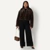 imageAmazon Essentials Demis Pick Womens OversizedFit Cropped Faux Fur Jacket with CollarDark Brown