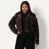 imageAmazon Essentials Demis Pick Womens OversizedFit Cropped Faux Fur Jacket with CollarDark Brown