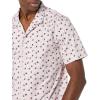 imageAmazon Essentials Mens Vacation Cotton Resort Shirt SlimFit Short SleeveLavender Palm Leaf Print
