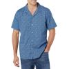 imageAmazon Essentials Mens Vacation Cotton Resort Shirt SlimFit Short SleeveNavy Palm Leaf Print