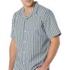 imageAmazon Essentials Mens Vacation Cotton Resort Shirt SlimFit Short SleeveNavy Stripe