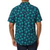 imageAmazon Essentials Mens Vacation Cotton Resort Shirt SlimFit Short SleeveNavy Teal Green Palm Leaf Print