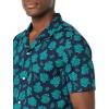imageAmazon Essentials Mens Vacation Cotton Resort Shirt SlimFit Short SleeveNavy Teal Green Palm Leaf Print