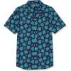 imageAmazon Essentials Mens Vacation Cotton Resort Shirt SlimFit Short SleeveNavy Teal Green Palm Leaf Print