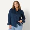 imageAmazon Essentials Womens RegularFit Stretch Poplin ButtonUp Dress ShirtNavy