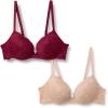 imageAmazon Essentials Womens Stretch Galloon Lace Push Up Wired BraBurgundySoft Petal