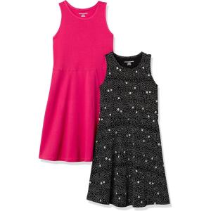 imageAmazon Essentials Girls and Toddlers Knit Sleeveless Tank Play Dress  Discontinued Colors Pack of 2Black DotsRaspberry Red